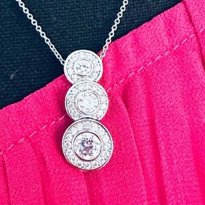 NECKLACE ~ 925 Sterling Silver Necklace w/Cubic Zirconia Round Stones